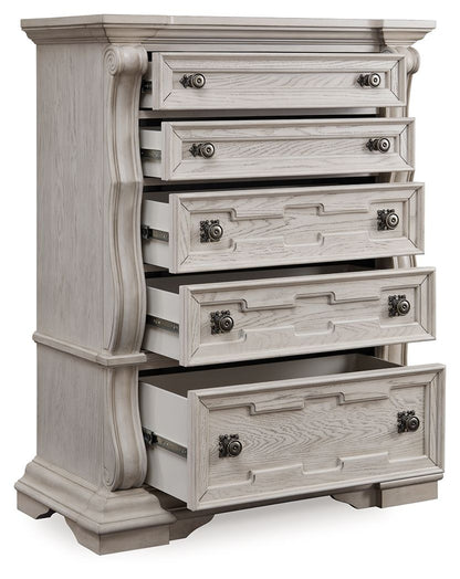 Bruchandi - Antique White - Five Drawer Chest - Hornell Furniture Outlet