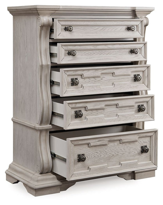 Bruchandi - Antique White - Five Drawer Chest - Hornell Furniture Outlet