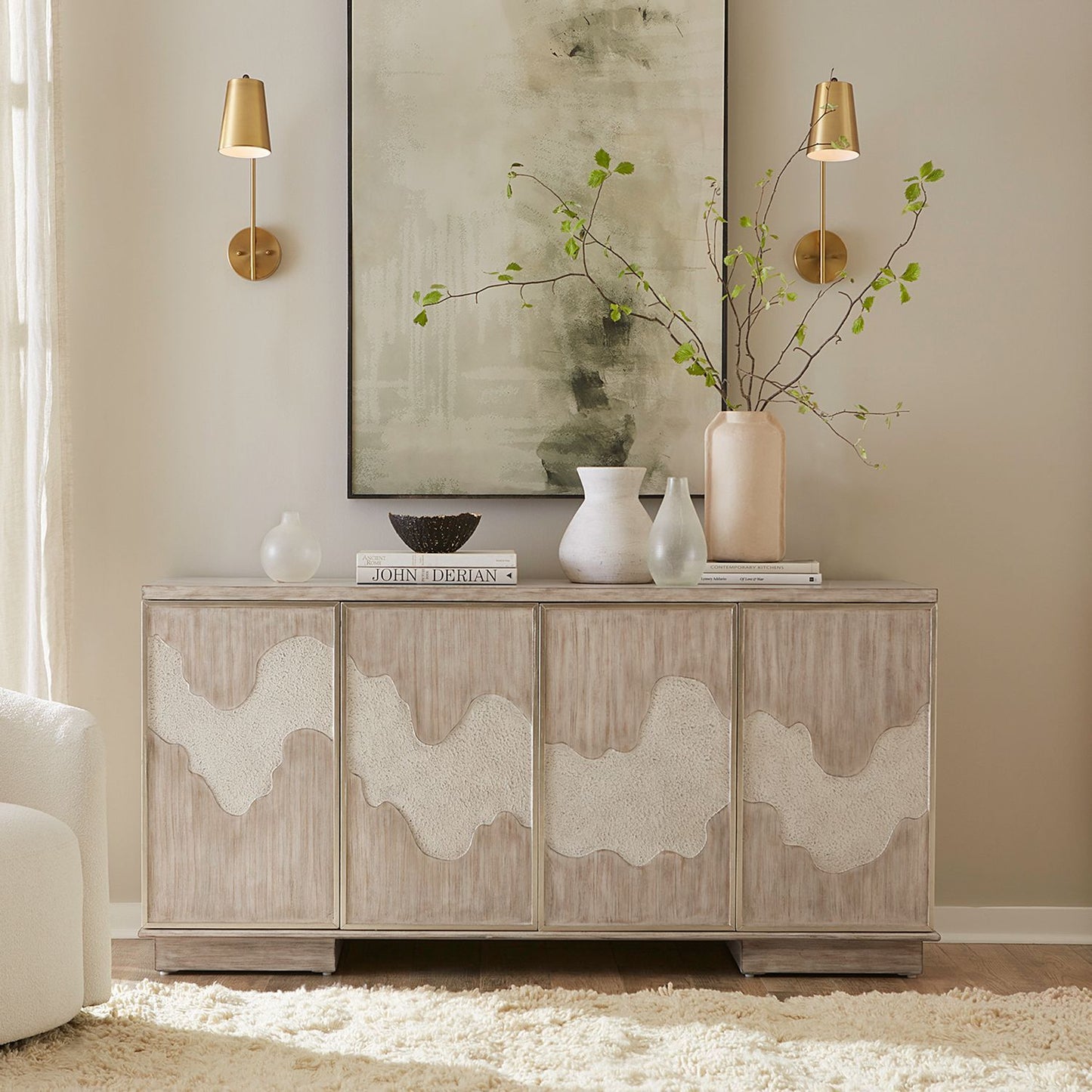 Terrace - 4 Door Accent Cabinet - Gray - Hornell Furniture Outlet