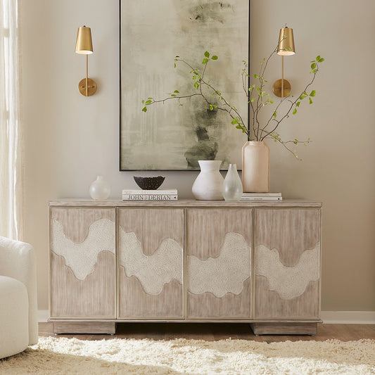 Terrace - 4 Door Accent Cabinet - Gray - Hornell Furniture Outlet