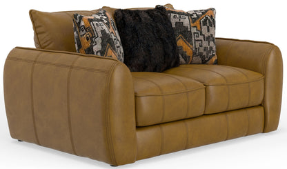 Corvara - Top Grain Italian Leather Match Loveseat - Caramel - Hornell Furniture Outlet