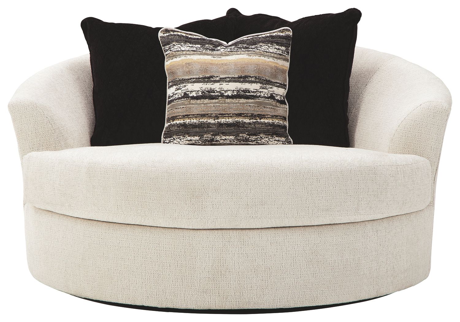 Cambri - Snow - Oversized Round Swivel Chair - Hornell Furniture Outlet