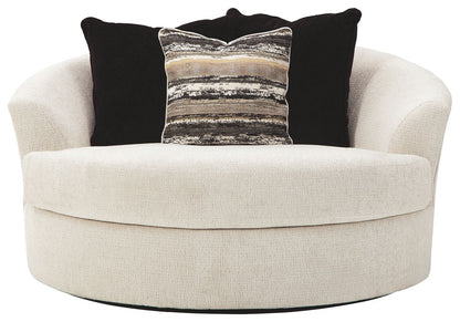 Cambri - Snow - Oversized Round Swivel Chair - Hornell Furniture Outlet