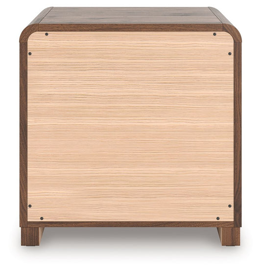 Fortlorn - Walnut Brown - Two Drawer Night Stand - Hornell Furniture Outlet