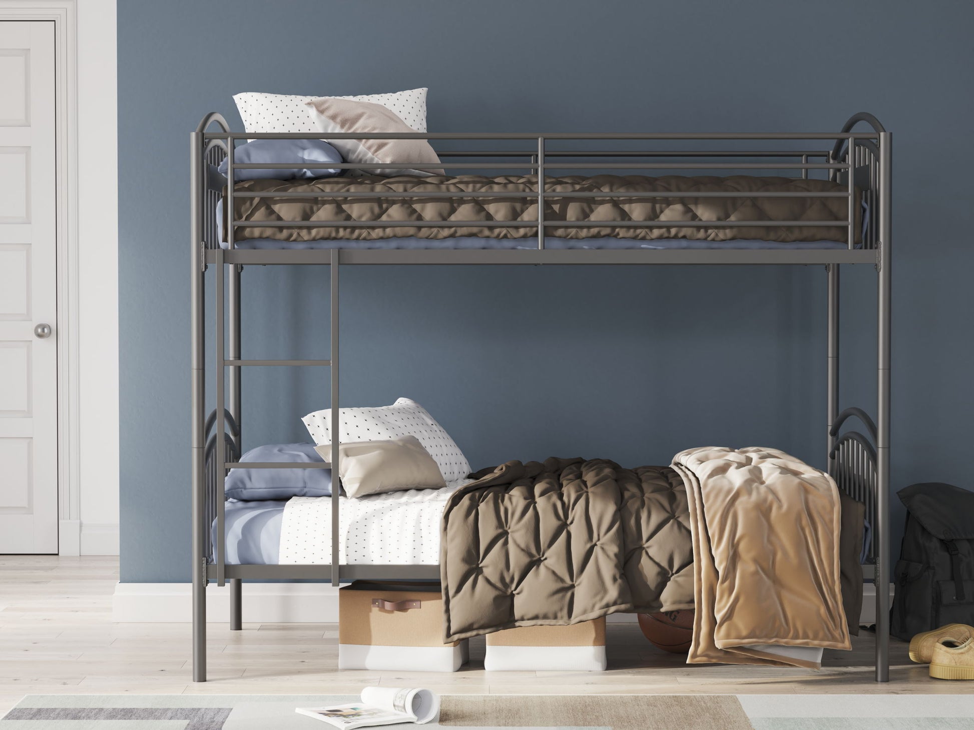 Lanceburg - Twin/Twin Bunk Bed With Ladder - Gray - Hornell Furniture Outlet