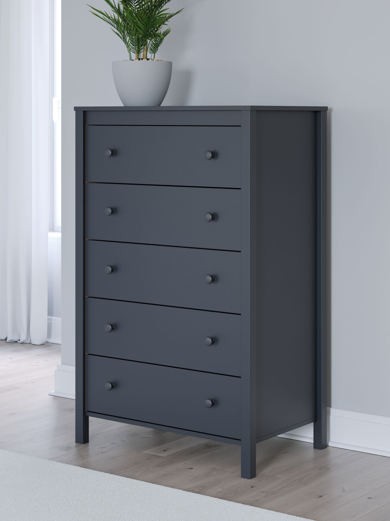 Simmenfort - Navy Blue - Five Drawer Chest - Hornell Furniture Outlet