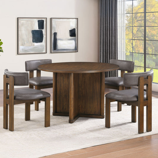 Cambridge - 5 Piece Dining Room Set (Table, 4 Chairs) - Dark Brown - Hornell Furniture Outlet