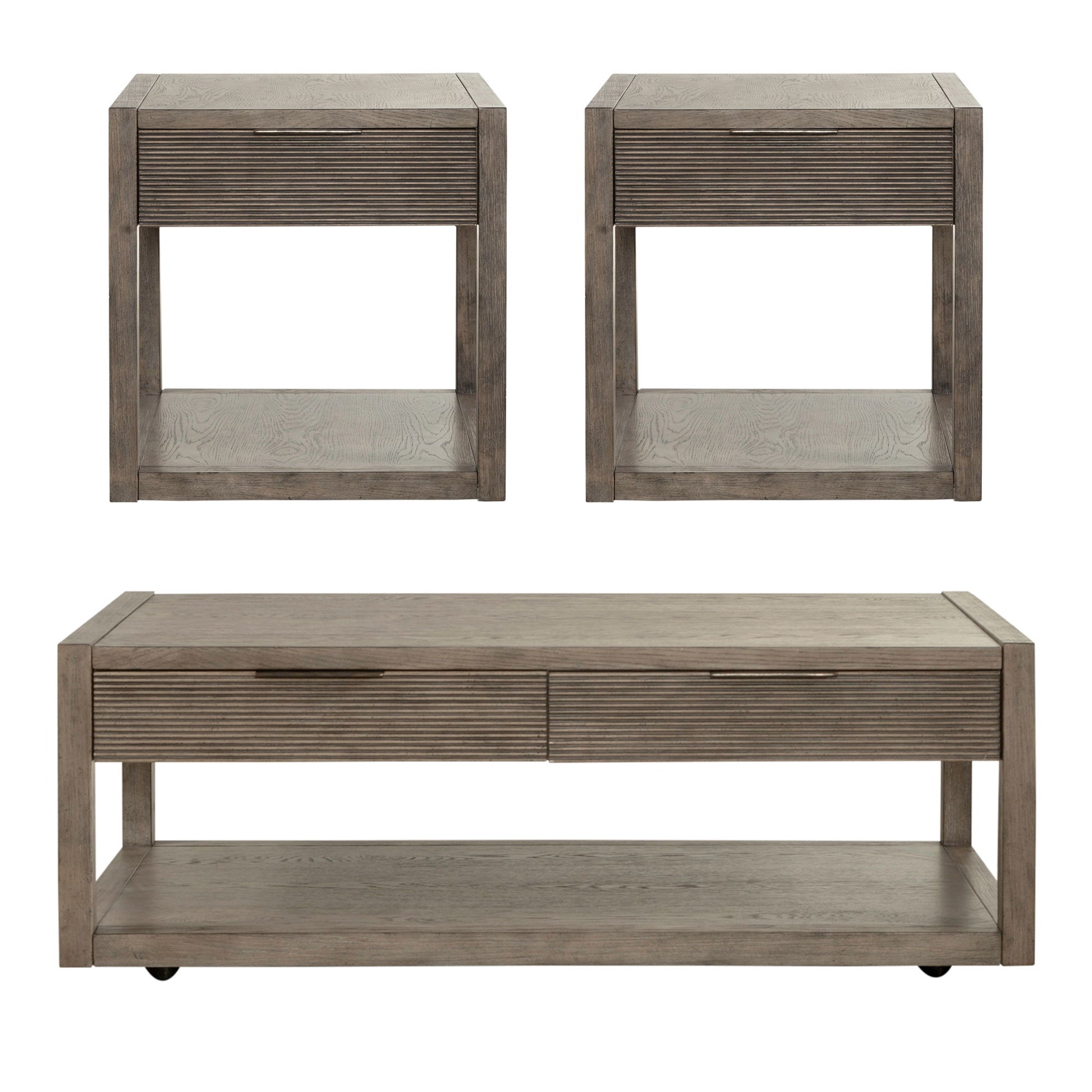 Bartlett Field - 3 Piece Table Set (1 Cocktail 2 End Tables) - Gray - Hornell Furniture Outlet