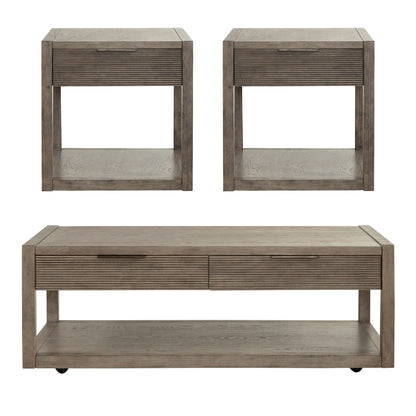 Bartlett Field - 3 Piece Table Set (1 Cocktail 2 End Tables) - Gray - Hornell Furniture Outlet