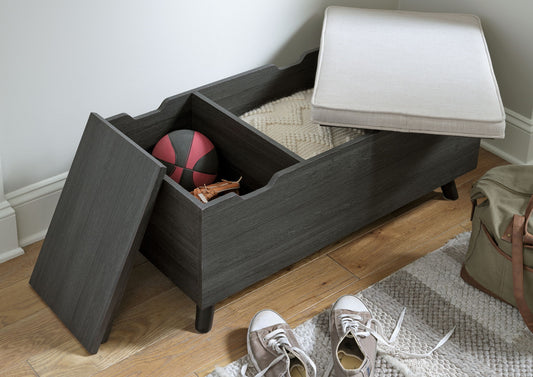 Yarlow - Dark Gray - Storage Bench - Hornell Furniture Outlet