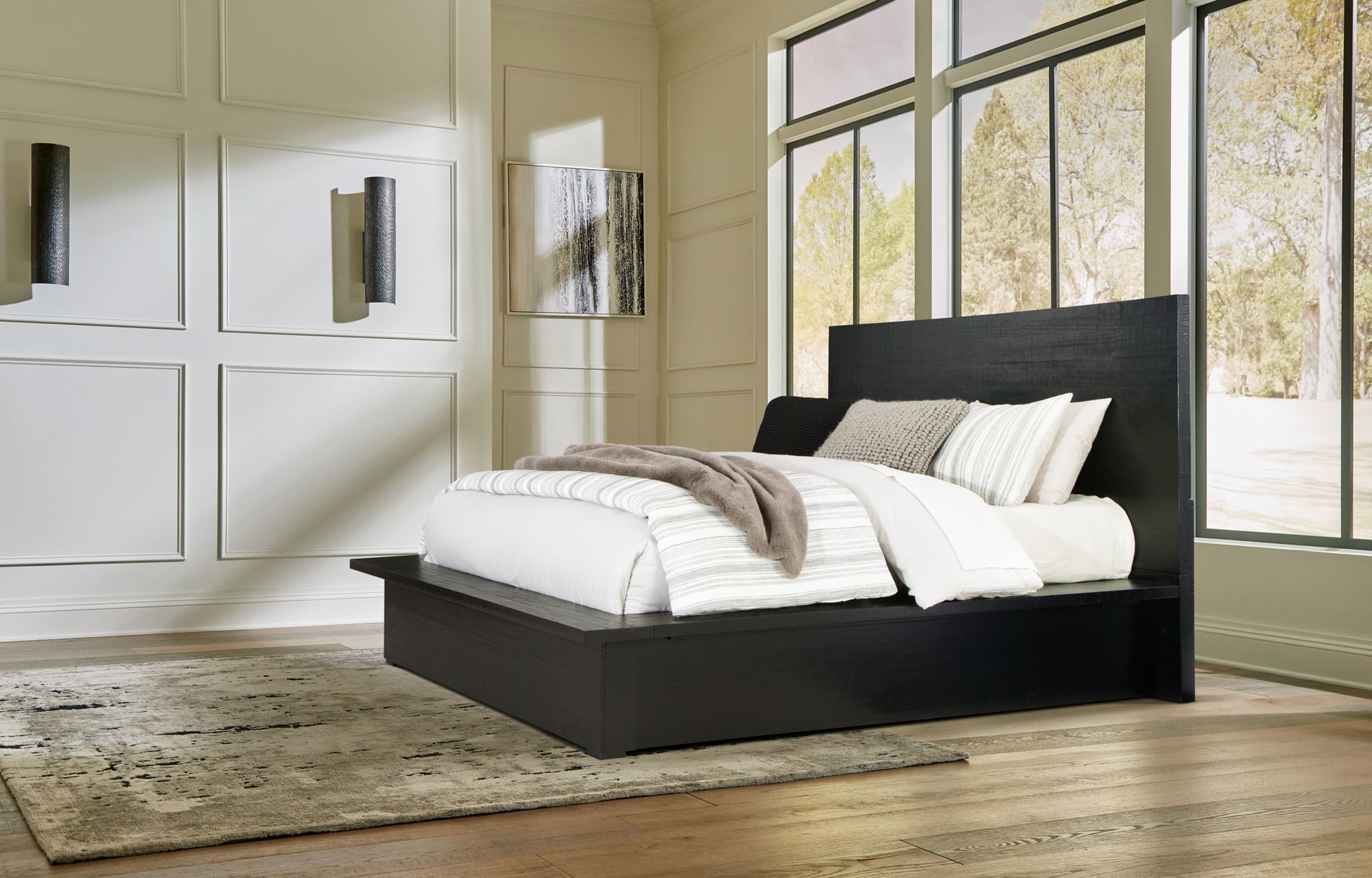 Londer - Black - Queen Panel Bed - Hornell Furniture Outlet
