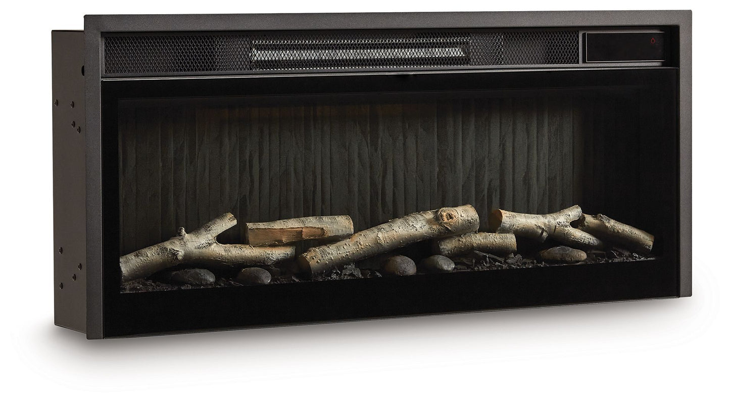 Entertainment Accessories - Black - Fireplace Insert With Faux Birch Log Set - Hornell Furniture Outlet