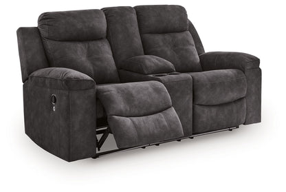 Brysonview - Double Reclining Loveseat With Console - Charcoal - Hornell Furniture Outlet