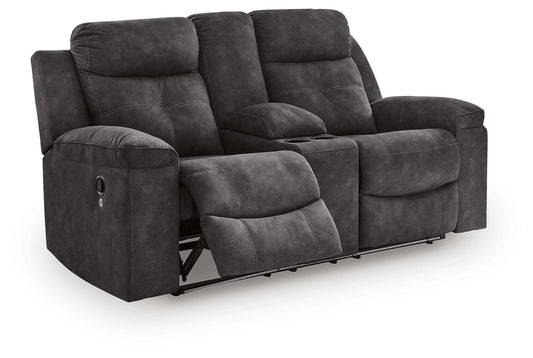 Brysonview - Double Reclining Loveseat With Console - Charcoal - Hornell Furniture Outlet