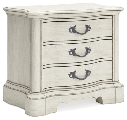 Arlendyne - Antique White - Three Drawer Night Stand - Hornell Furniture Outlet