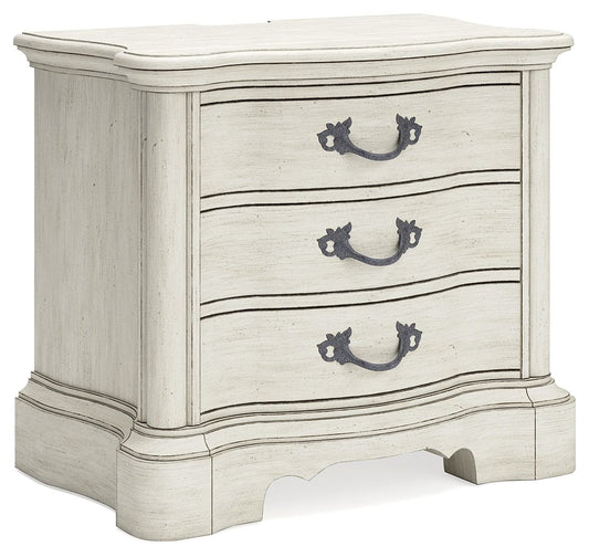 Arlendyne - Antique White - Three Drawer Night Stand - Hornell Furniture Outlet