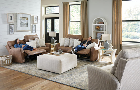 Justine - Castered Cocktail Ottoman - Wheat - Hornell Furniture Outlet