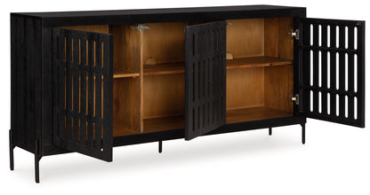 Vallisburg - Black / Natural - Accent Cabinet - Hornell Furniture Outlet