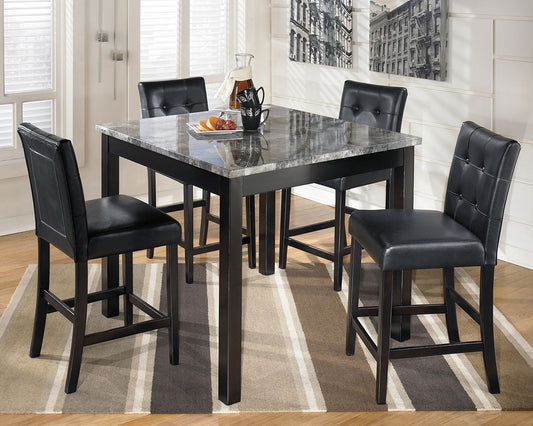 Maysville - Black - Square Counter TBL Set (Set of 5) - Hornell Furniture Outlet