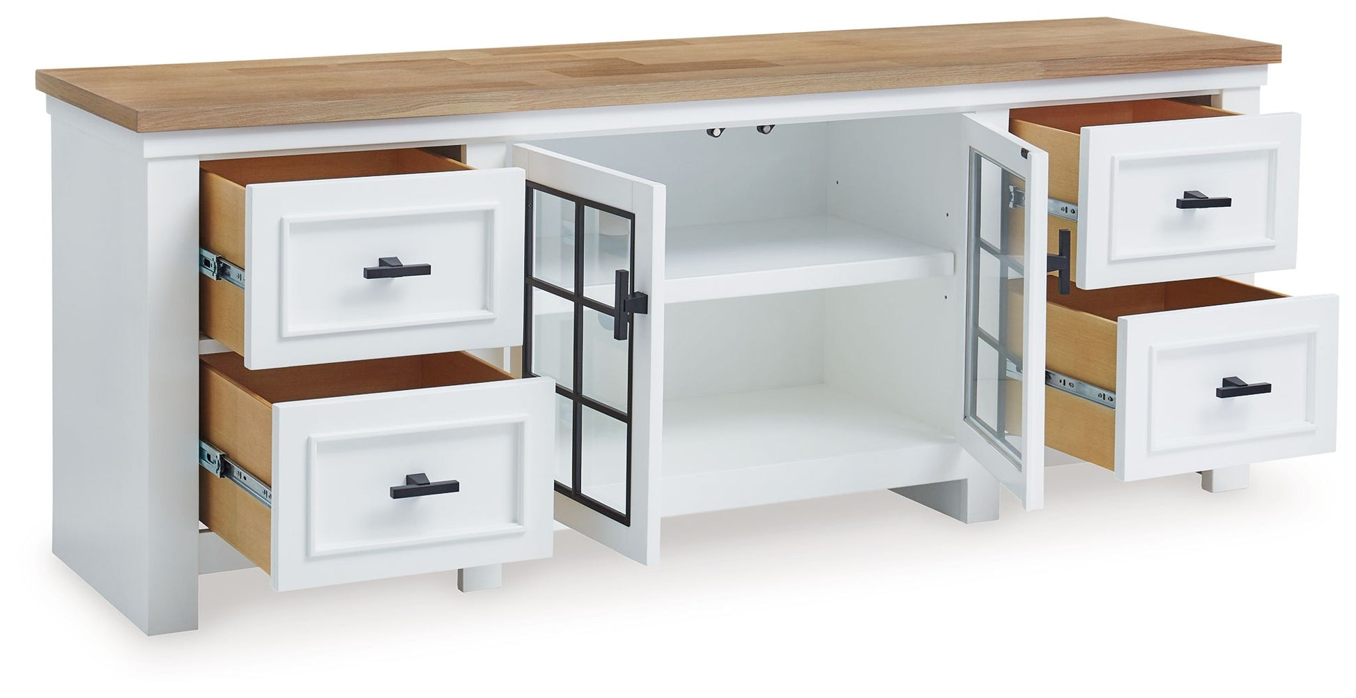 Ashbryn - White / Natural - Extra Large TV Stand - Hornell Furniture Outlet