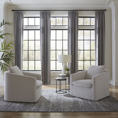 Saxton - Upholstered Swivel Accent Chair - Ivory - Hornell Furniture Outlet