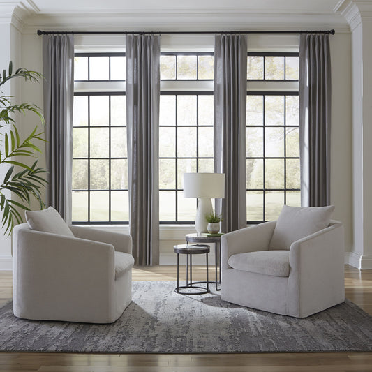 Saxton - Upholstered Swivel Accent Chair - Ivory - Hornell Furniture Outlet