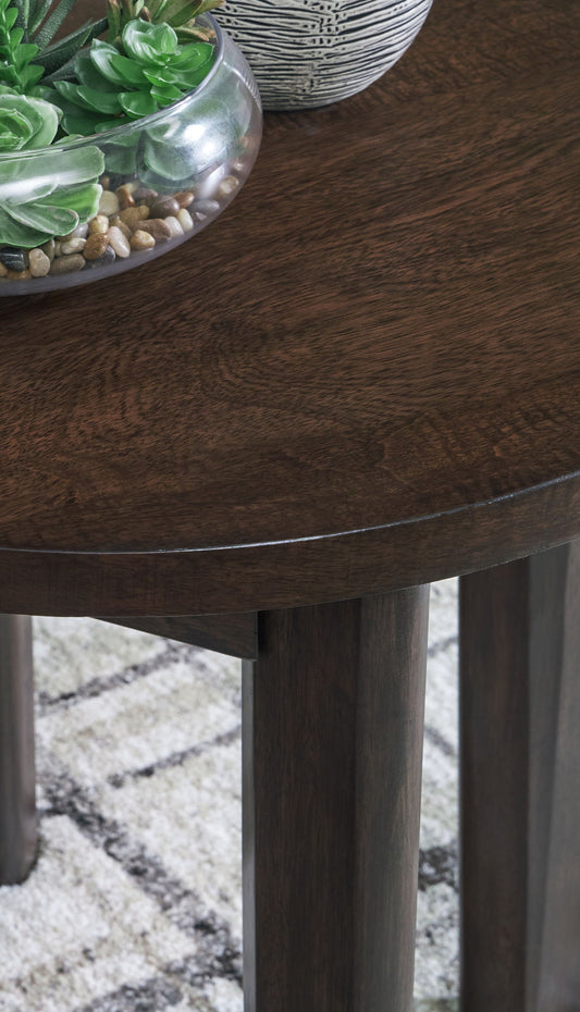 Korestone 2 - Dark Brown - Round End Table - Hornell Furniture Outlet