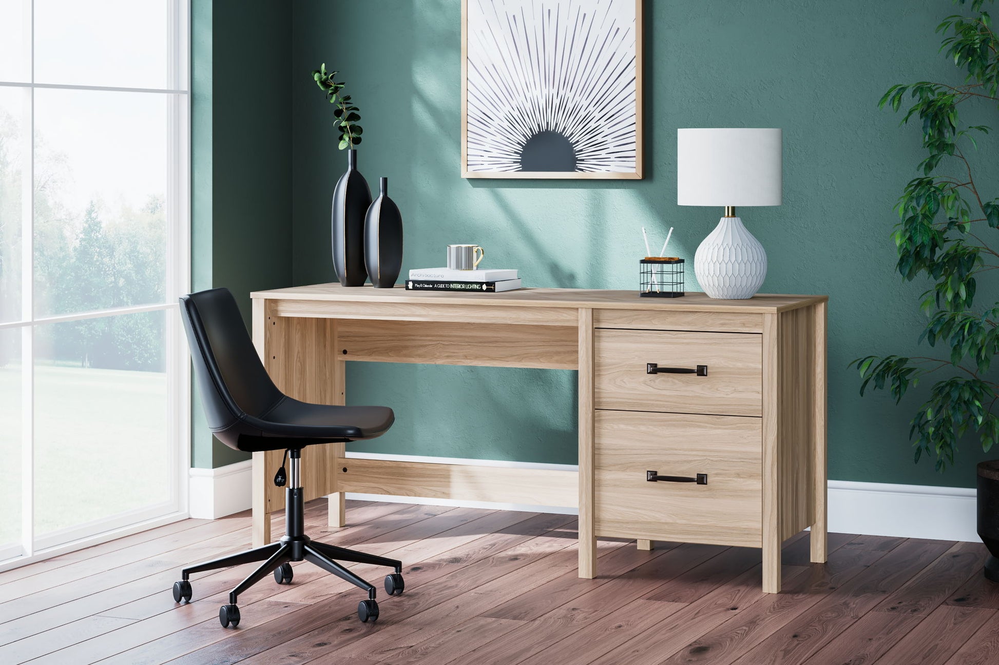Battelle - Home Office Desk - Tan - Hornell Furniture Outlet