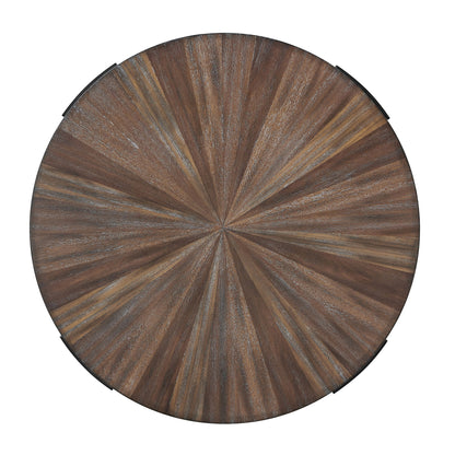 Chevron - Round End Table - Brown - Hornell Furniture Outlet
