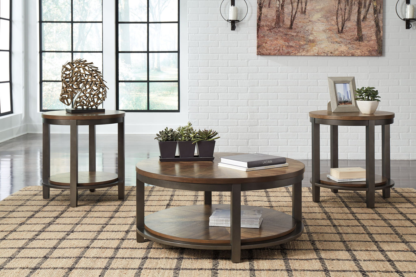 Roybeck - Occasional Table Set (Set of 3) - Light Brown / Bronze - Hornell Furniture Outlet
