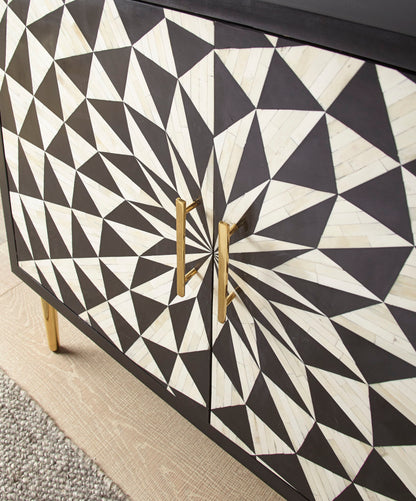 Benzara - 2 Door Bone Inlay Cabinet - Black - Hornell Furniture Outlet