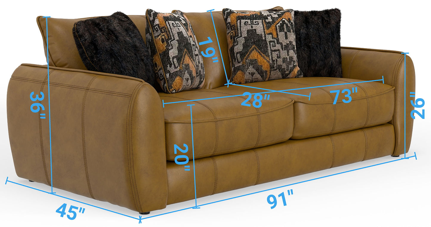 Corvara - Top Grain Italian Leather Match Sofa - Caramel - Hornell Furniture Outlet