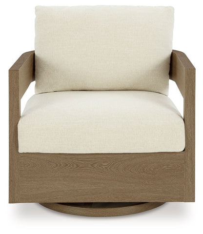 Serene Bay - Dark Brown / White - Swivel Glider Chair With Cushion - Hornell Furniture Outlet