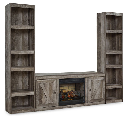 Wynnlow - Gray - 3 - Piece Entertainment Center With Electric Fireplace - Hornell Furniture Outlet