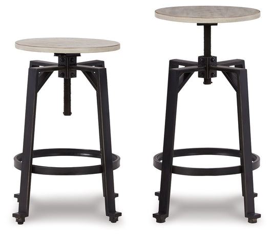 Karisslyn - Whitewash / Black - Swivel Stool (Set of 2) - Hornell Furniture Outlet