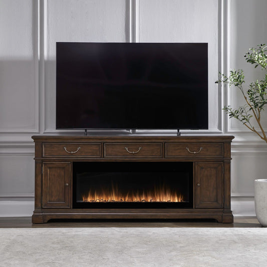 Fireplace TV Consoles - 512 84" Console With Fire FTS - Brown - Hornell Furniture Outlet