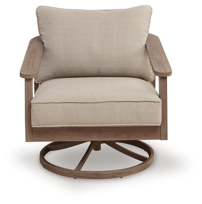 Harmony Headlands - Swivel Lounge With Cushion - Natural / Gray - Hornell Furniture Outlet