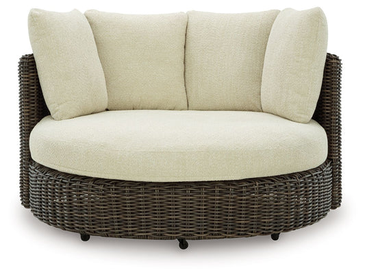 Kimora - Beige / Dark Brown - Swivel Lounge Chair With Cushion - Hornell Furniture Outlet