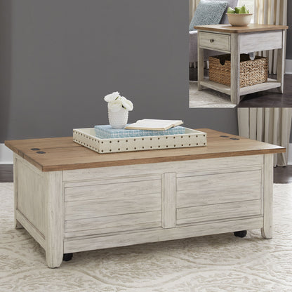 Farmhouse Reimagined - 3 Piece Table Set - White - Hornell Furniture Outlet