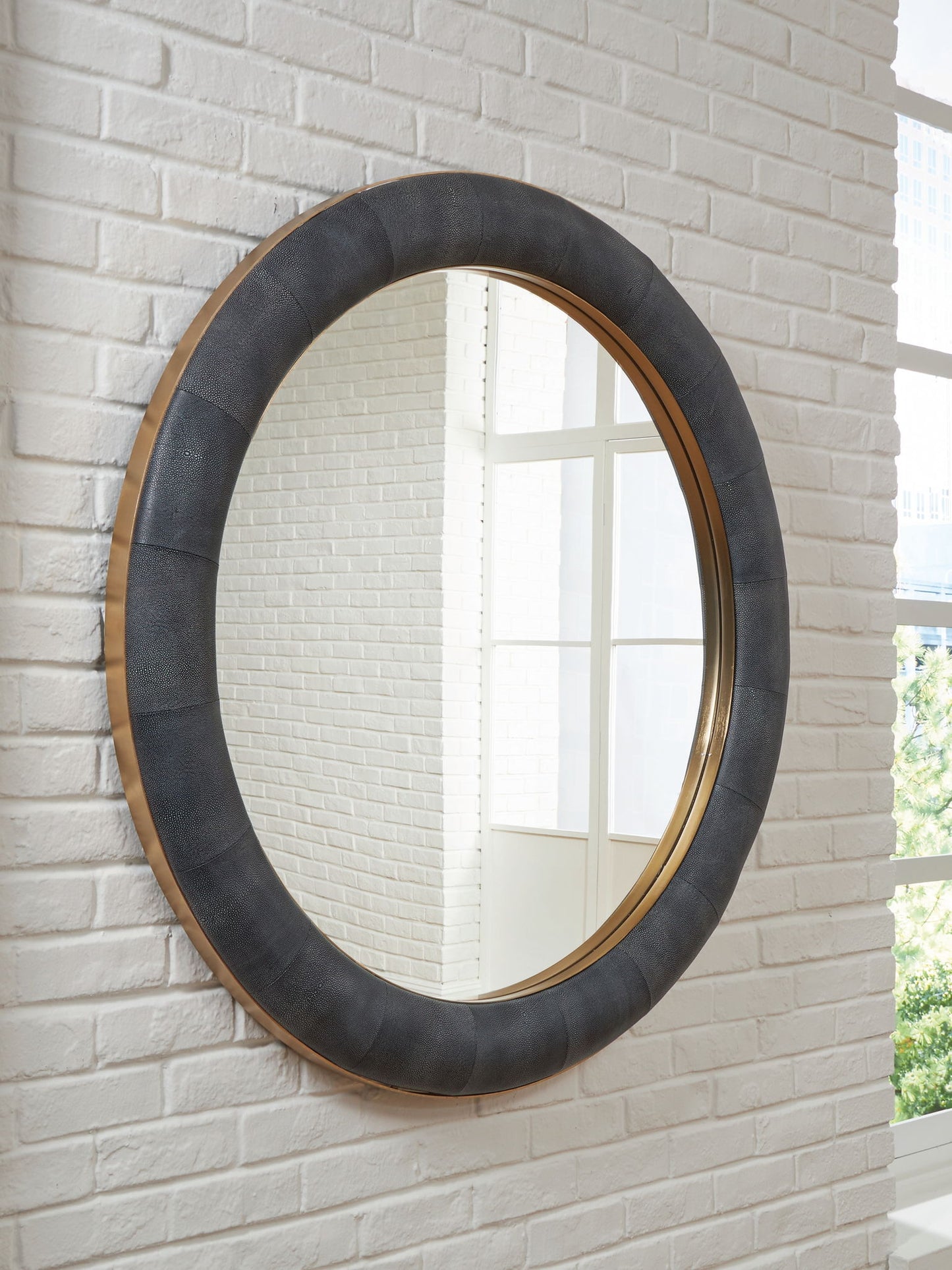 Corinsworth - Accent Mirror - Charcoal / Brass Finish - Hornell Furniture Outlet