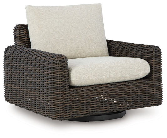 Kimora - Beige / Dark Brown - Swivel Glider Lounge With Cushion - Hornell Furniture Outlet