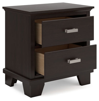 Covetown - Dark Brown - Two Drawer Night Stand - Hornell Furniture Outlet
