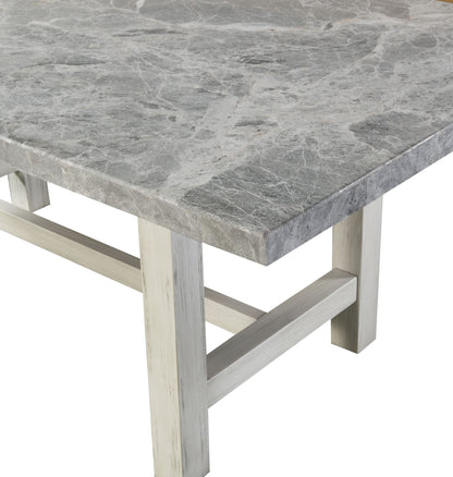 Canova - Gray Marble Top Dining - White - Hornell Furniture Outlet