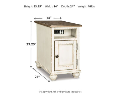 Realyn - Chair Side End Table - AC / USB - White / Brown - Hornell Furniture Outlet