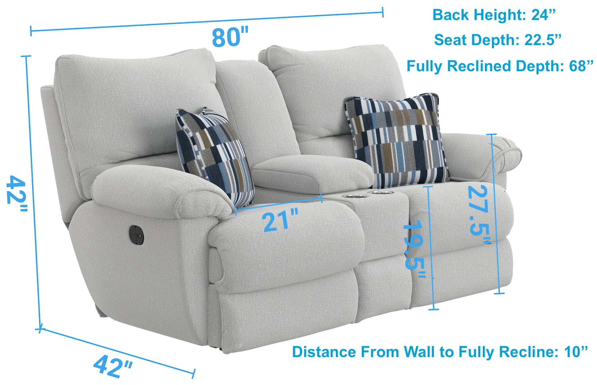 Lenny - Power Lay Flat Reclining Console Loveseat - Hornell Furniture Outlet