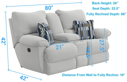 Lenny - Power Lay Flat Reclining Console Loveseat - Hornell Furniture Outlet