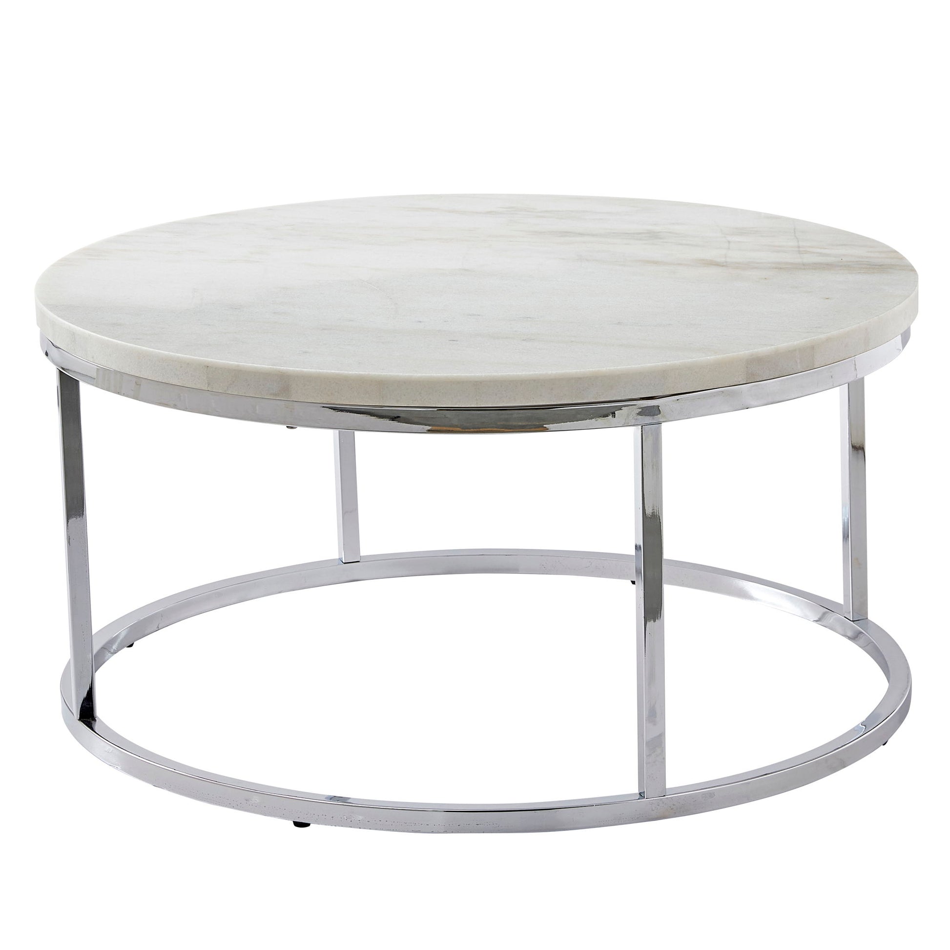 Echo - White Marble Top Round Cocktail Table - White - Hornell Furniture Outlet