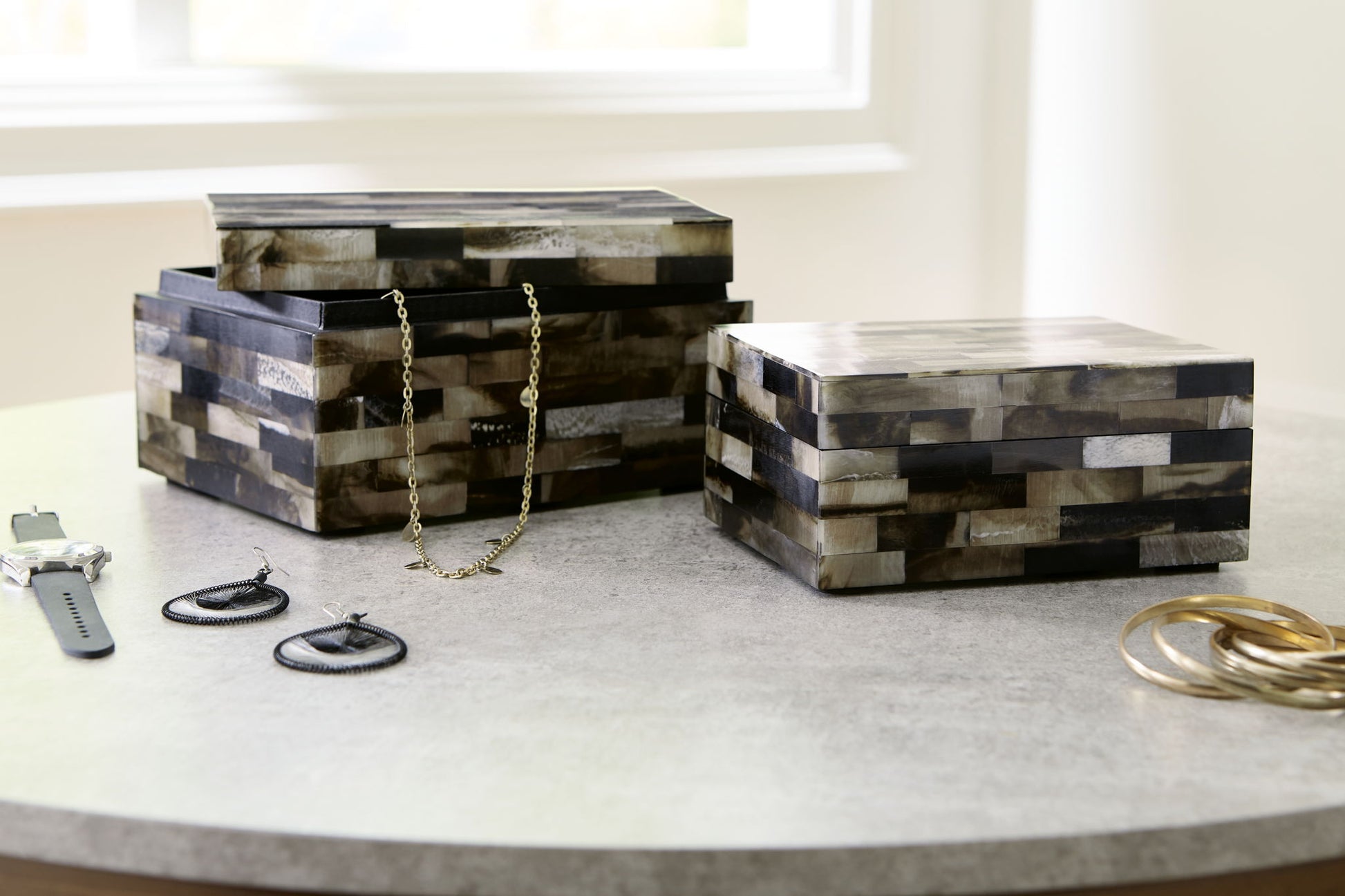 Ellford - Black / Brown / Cream - Box Set (Set of 2) - Hornell Furniture Outlet