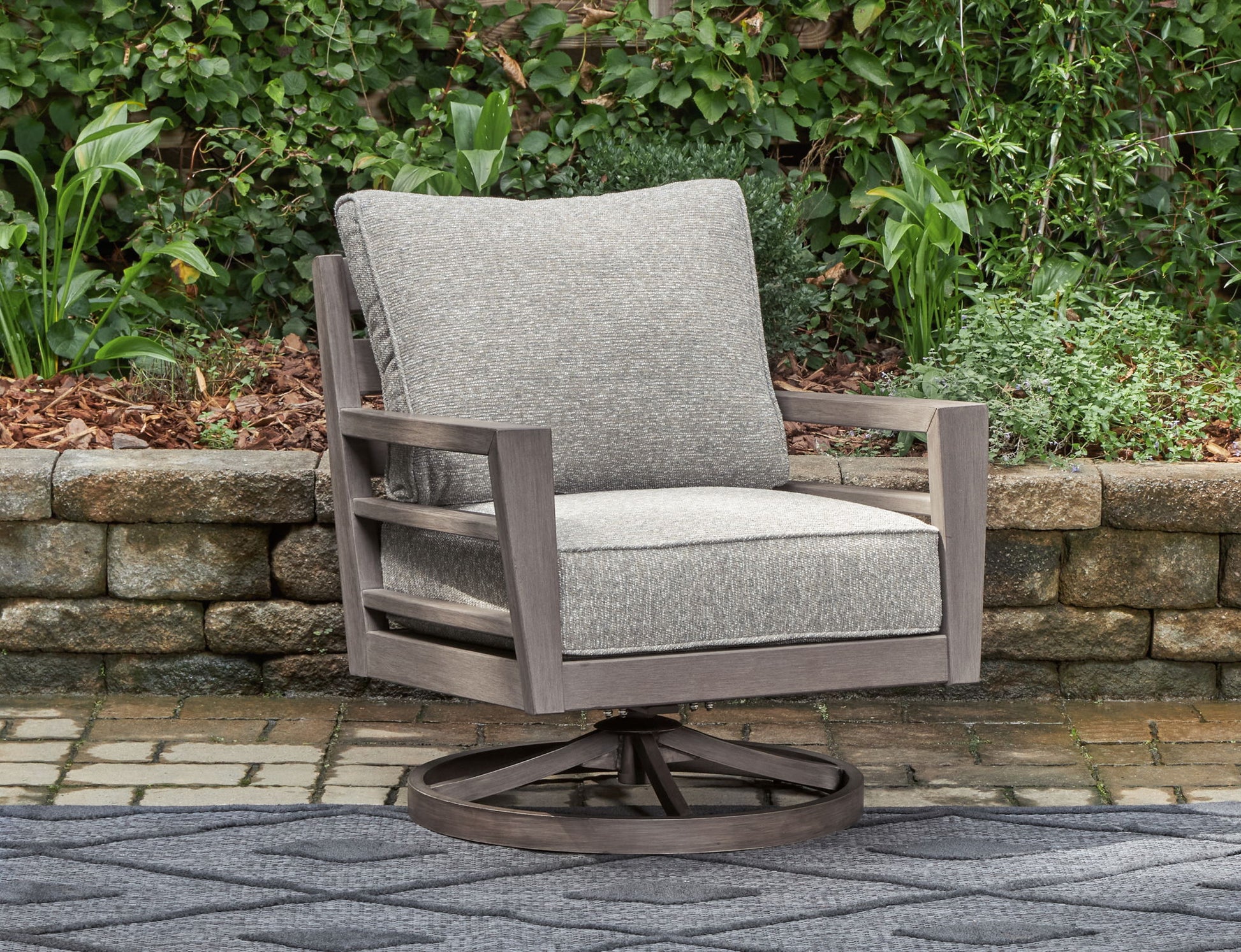 Hillside Barn - Gray / Brown - Swivel Lounge W/ Cushion - Hornell Furniture Outlet