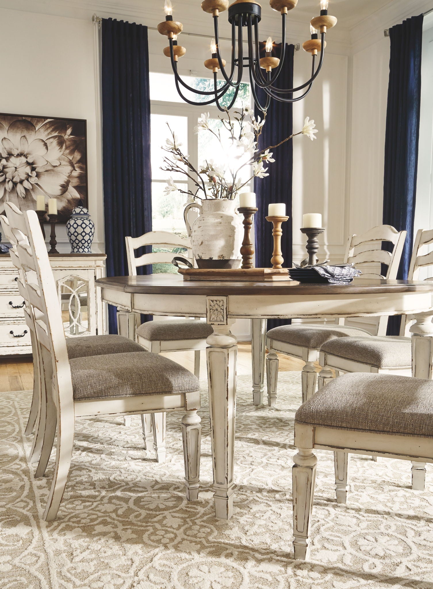 Realyn - Chipped White - Dining UPH Side Chair (Set of 2) - Ladderback - Hornell Furniture Outlet